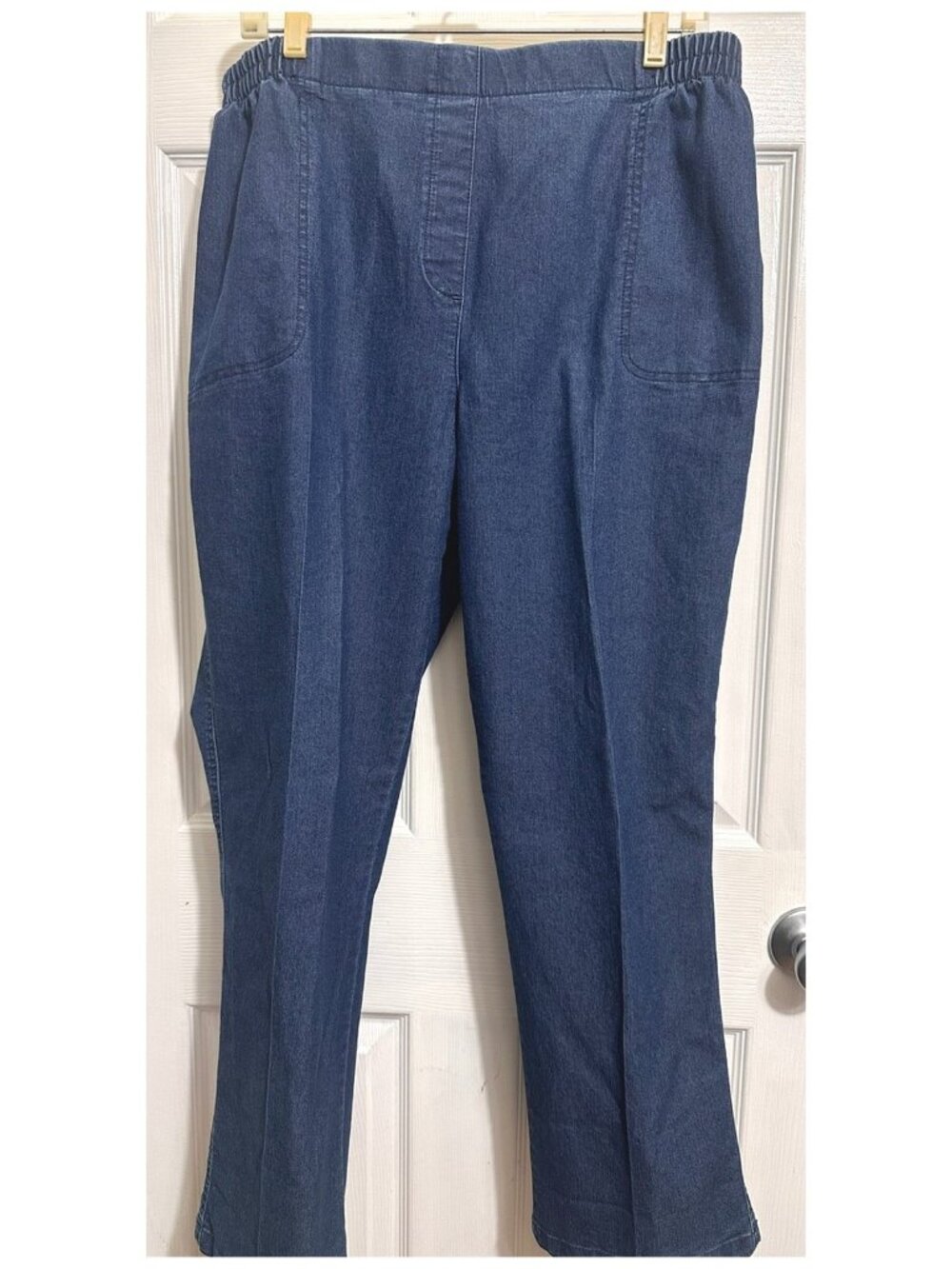 Allison Daley Stretch Blue Denim Elastic Waist Pull-on Pants Lightweight Siz 16S